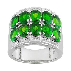 Russian Green Chrome Diopside Sterling Silver Ring Size 7.25